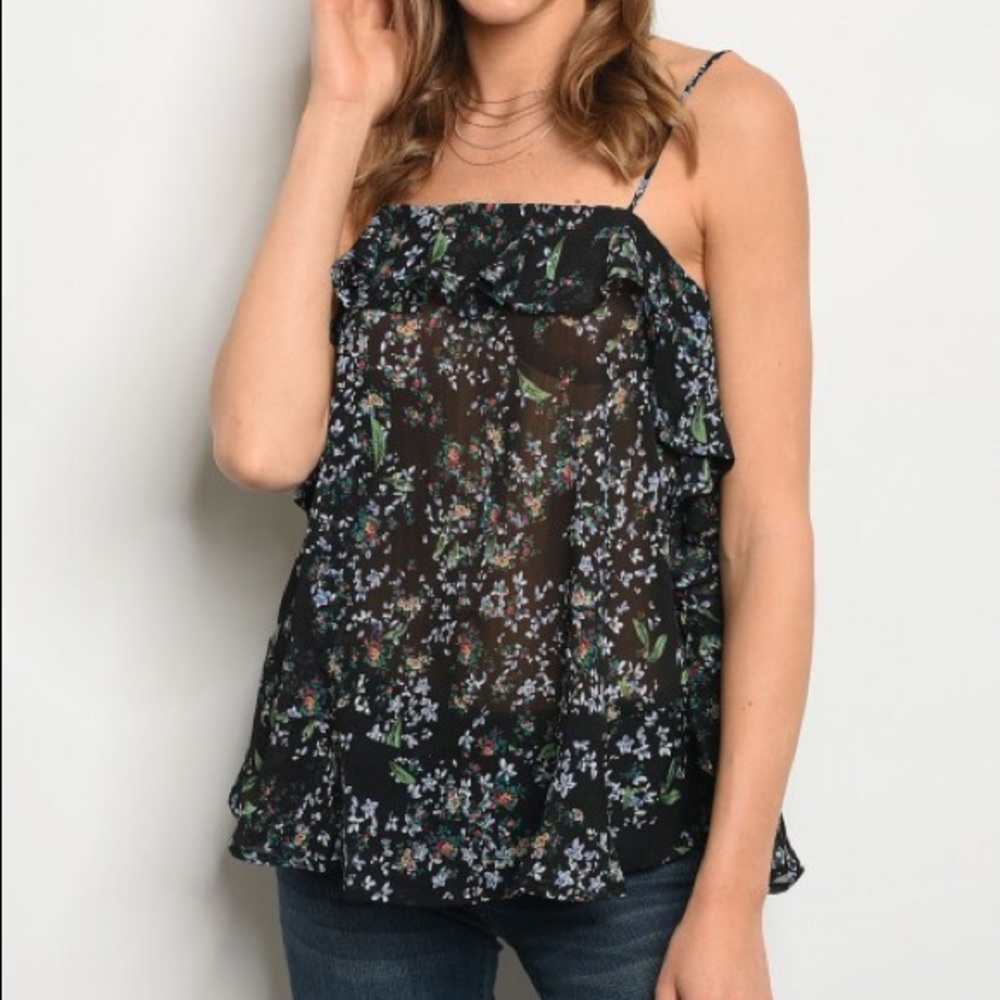 💙🖤Beautiful Floral Tank